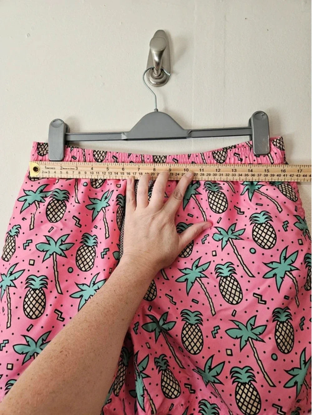 Maamgic small pink swim trunks funky tropical Cabanacore retro 90s beachwear